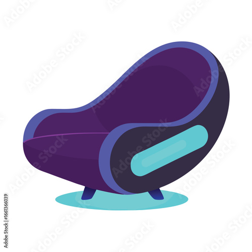 Futuristic Lounge Chair Curved Fiberglass Shell