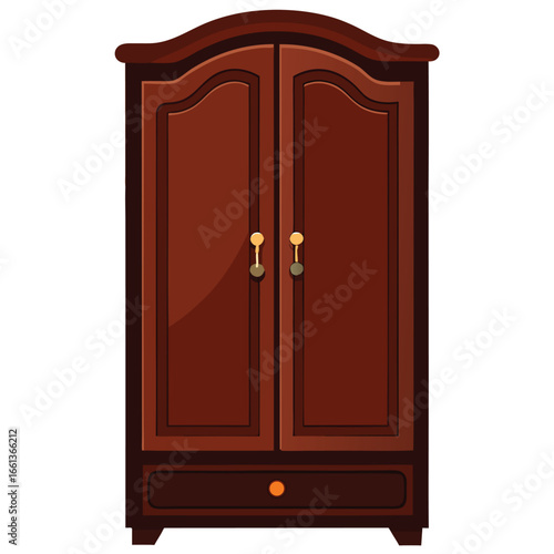Classic Wooden Wardrobe Dark Mahogany Double