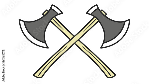 Crossed axes with grey heads and light wood handles