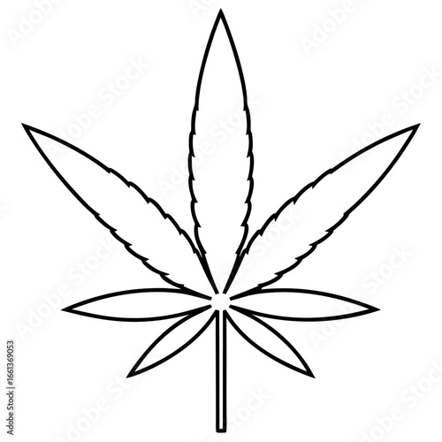 Cannabis Plant Line Art Colouring Page