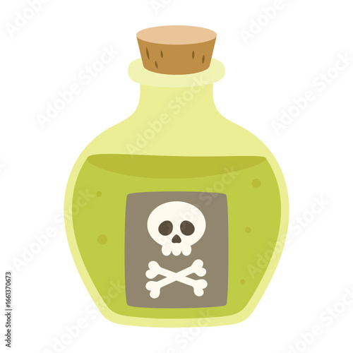 bottle with poison in flat style