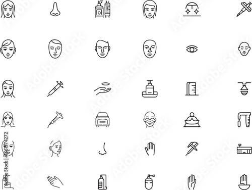 Set of Dermatology and Cosmetic Surgery Line Icons
