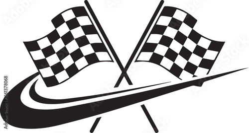 Crossed Checkered Flags Racing Finish Line Graphic Design