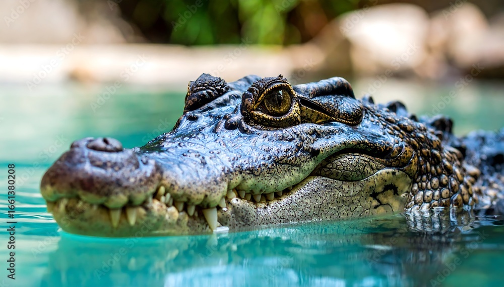 Obraz premium Young crocodile close up in water