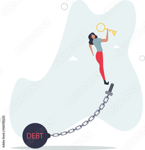 Debt free or freedom for pay off debts, loan or mortgage, solution to solve financial problem, savings or investment to break free.life and employment of people.