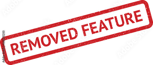 Angled removed feature stamp icon with speckled edges, grunge style, vintage aesthetic