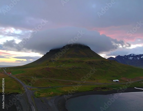 Scenic Icelandic landscape at sunrise