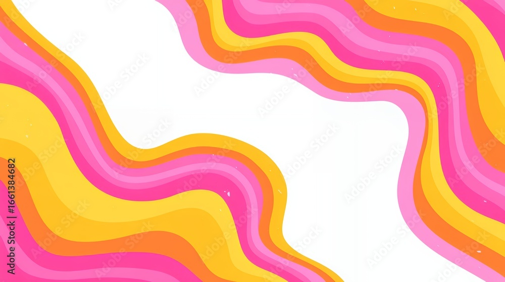 Obraz premium Colorful abstract wave patterns in pink and yellow hues.
