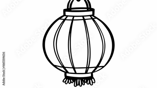 Illustration of a traditional chinese lantern with tassels and circular design elements isolated created with generated ai