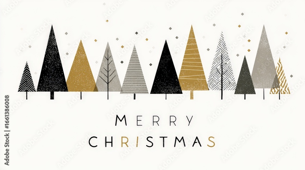 Obraz premium christmas card design with geometric pine trees