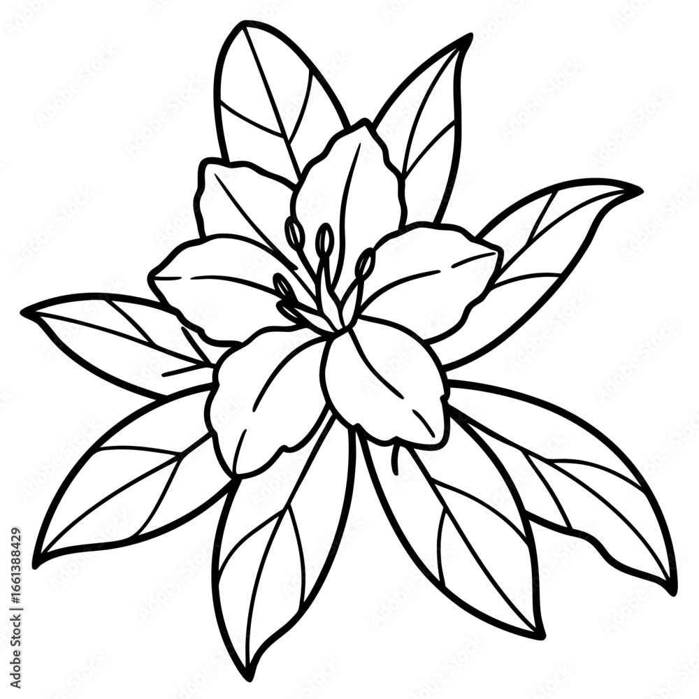 Fototapeta premium Rhododendron Botanical Coloring Page