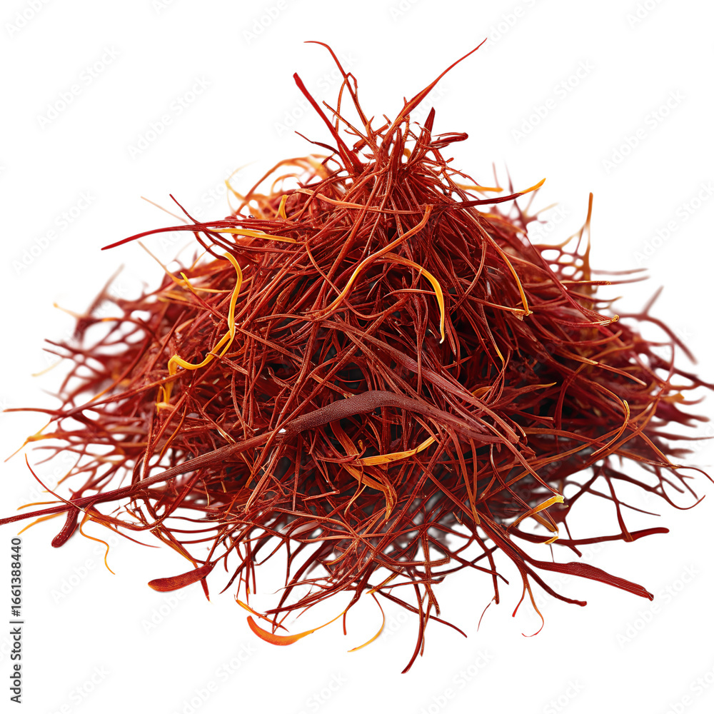 Naklejka premium Saffron threads pile spice orange
