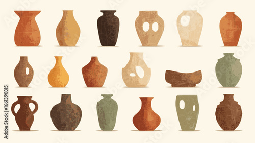 A collection of vases in various shapes and sizes. The vases are all different colors and textures, creating a diverse and interesting display