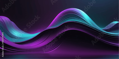 Abstract purple and blue flowing lines create a futuristic energy wave pattern for a vibrant digital background