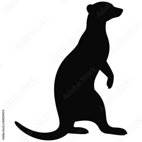 Meerkat standing silhouette vector illustration.