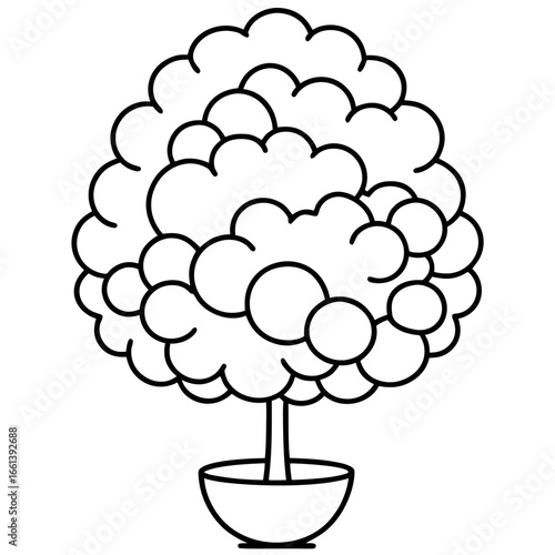 Topiary Bush Line Art Colouring Page
