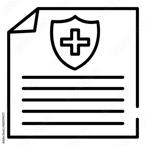 Healthcare Policy: A crisp, black and white image features a healthcare policy document, symbolized by a medical cross on a shield, representing protection and security.