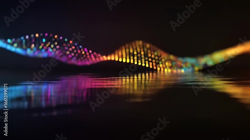 Abstract digital wave reflected on water