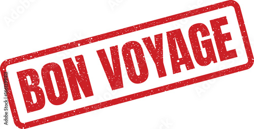 Distressed Bon Voyage message with grunge border, vacation typography for travel designs