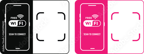 scan to connect Wi-Fi. free wifi design. Clearly instructs viewers to scan for network access. Wireless Internet Access. Quick Response code
