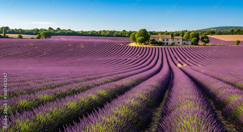 Fototapeta premium 4k lavender field landscape in provence france with blue sky