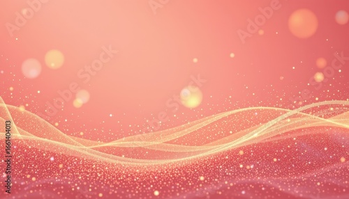 golden blush theme with warm coral with golden shimmer, gradient with sparkling dust, glittering particles, infinite seamless shimmer, peaceful and glowing
