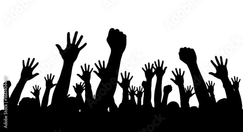 Silhouetted hands raised in solidarity representing community, support, and empowerment