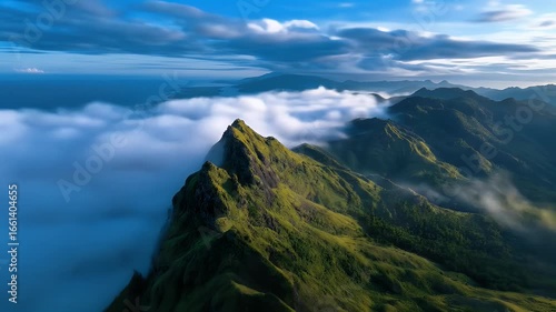 Misty mountain range panorama