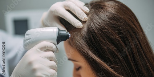 Professional consultation for scalp examination and hair health assessment in a clinical setting