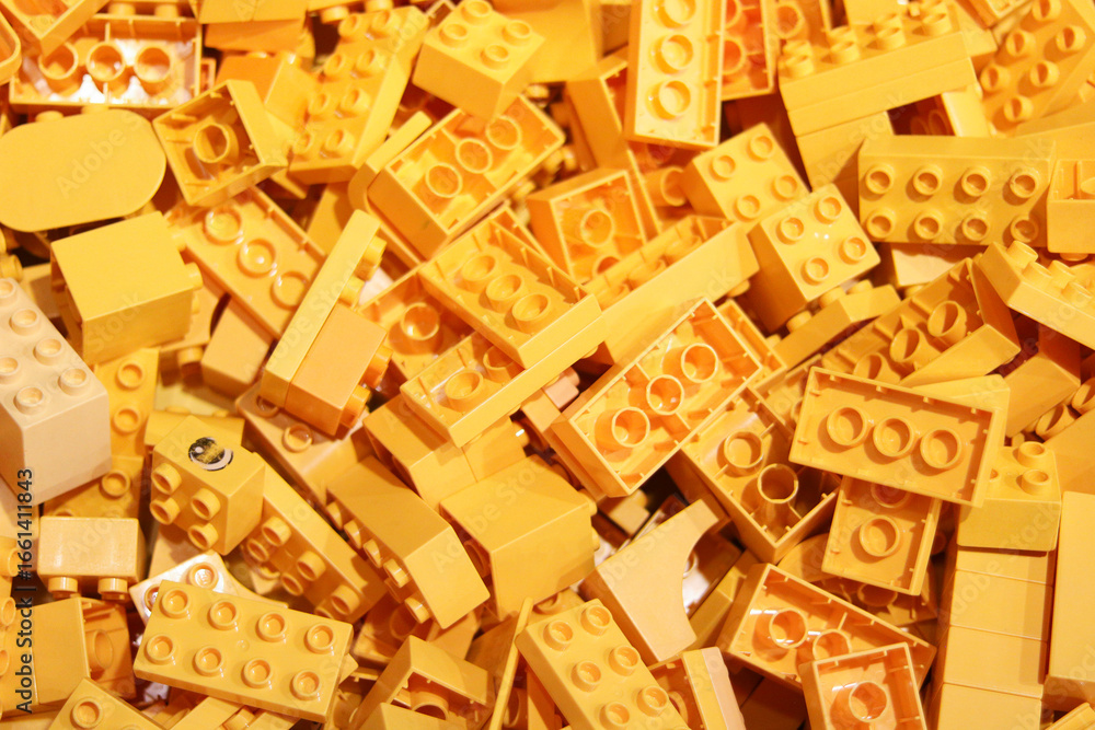 Naklejka premium Vibrant yellow lego bricks collection