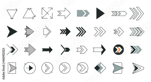 Dynamic arrow collection showcasing modern design and directional movement for various projects