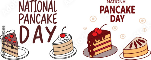 National Pancake Day banner with cake slices and festive greetings