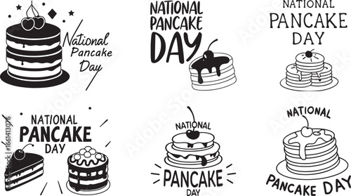 Celebration of National Pancake Day with Delicious Pancake Illustrations Collection
