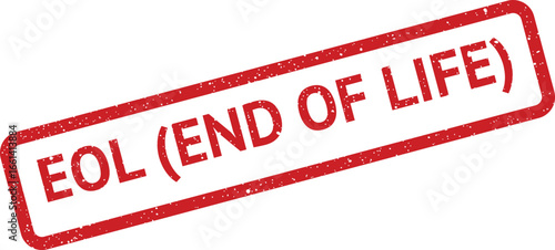 Distressed EOL (End of Life) rectangular stamp design for obsolescence messaging