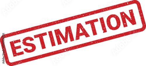Distressed estimation stamp illustration, rectangular frame and speckled texture, simple design