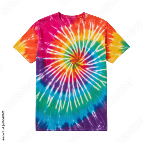 Foto Colorful rainbow spiral tie dye t-shirt
