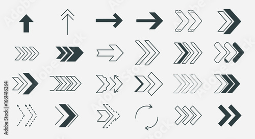 Dynamic arrow set guiding progress and direction for modern design projects and visual communication
