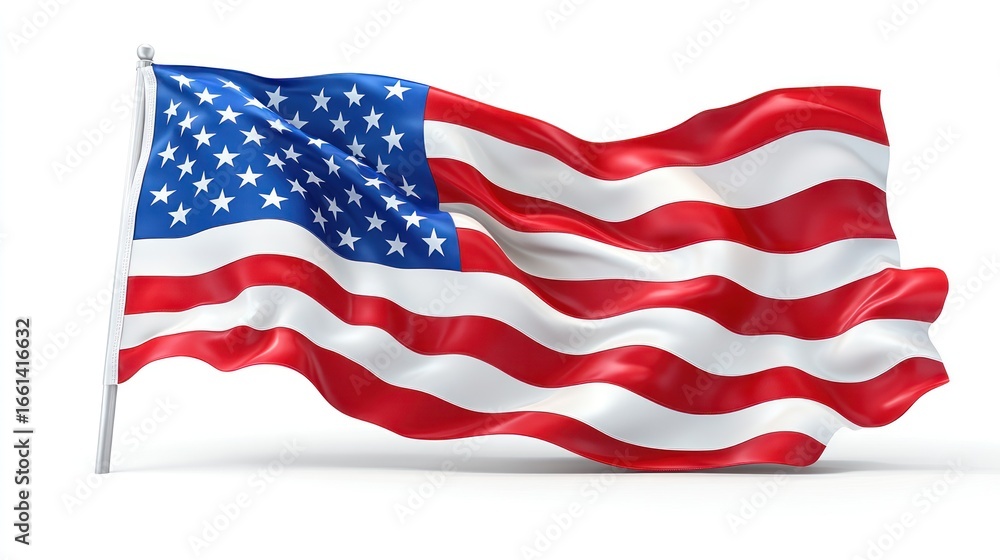 Obraz premium An American Flag Waves Proudly in the Breeze