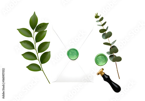 Elegant still life arrangement of green leaves and polished stones for natural beauty and serenity concepts transparent background