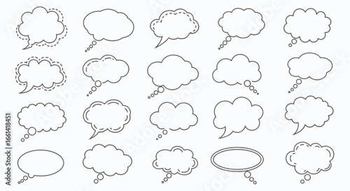Collection of stylish speech bubbles for creative communication, ideas, and thought expression