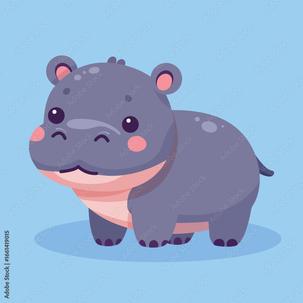 Naklejka premium Cute vector hippo cartoon illustration