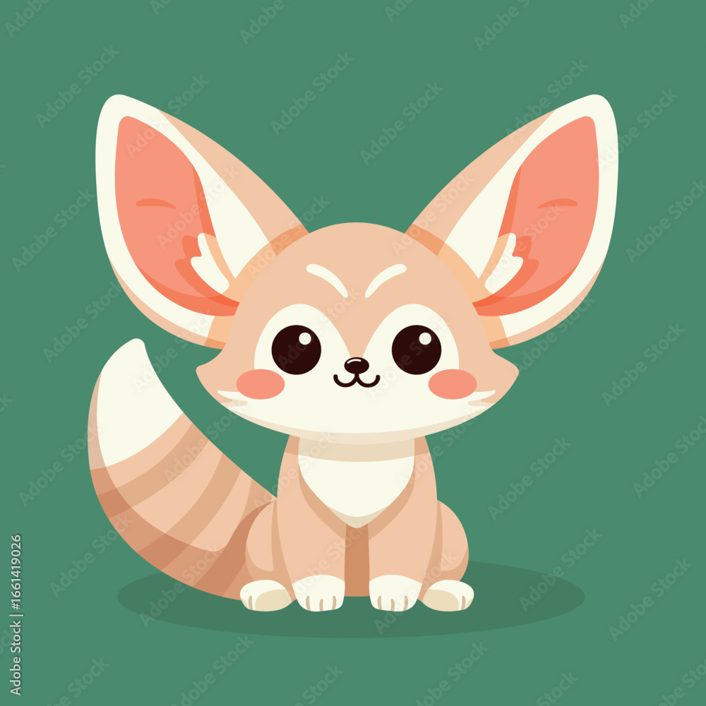 Fototapeta premium Cute vector fennec fox cartoon illustration