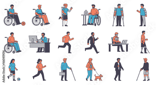 Diverse individuals with varying abilities navigating life with strength, resilience, and hope