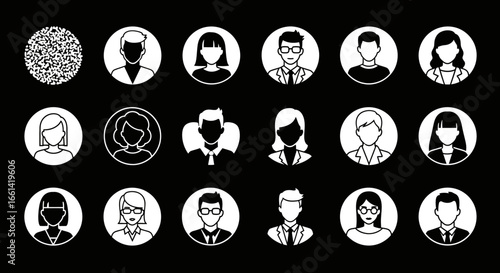 Professional diverse team avatars for websites and apps, modern user profile vector icons for business
