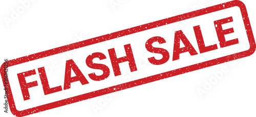 Distressed flash sale stamp effect with textured red rectangular border for urgent promotion