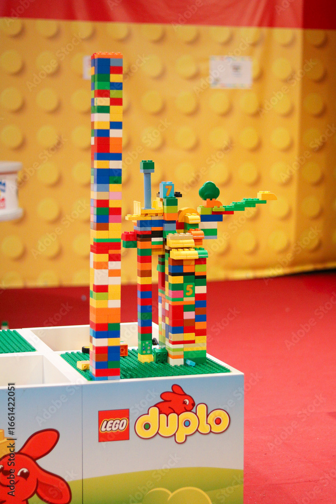 Naklejka premium Colorful lego duplo structure for creative play