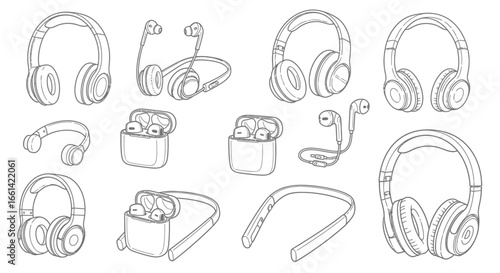 Variety of stylish headphones and earbuds for music lovers and audio enthusiasts everywhere