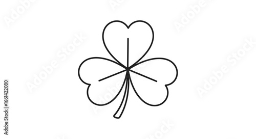 Lucky three leaf clover line drawing for St Patrick's Day celebration and Irish heritage design