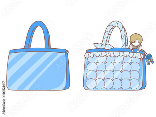 痛バ（痛バッグ）装飾前後のイラスト　青