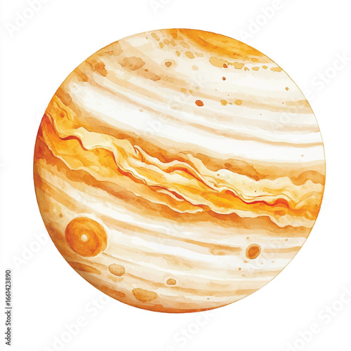 Watercolor Depiction of Jupiter Showing Atmospheric Bands
